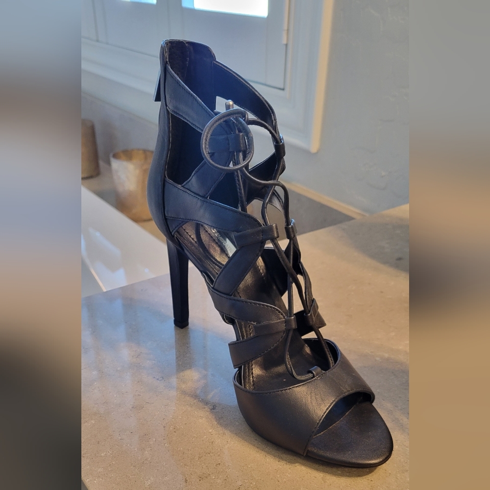 BCBG Black Strappy Heels